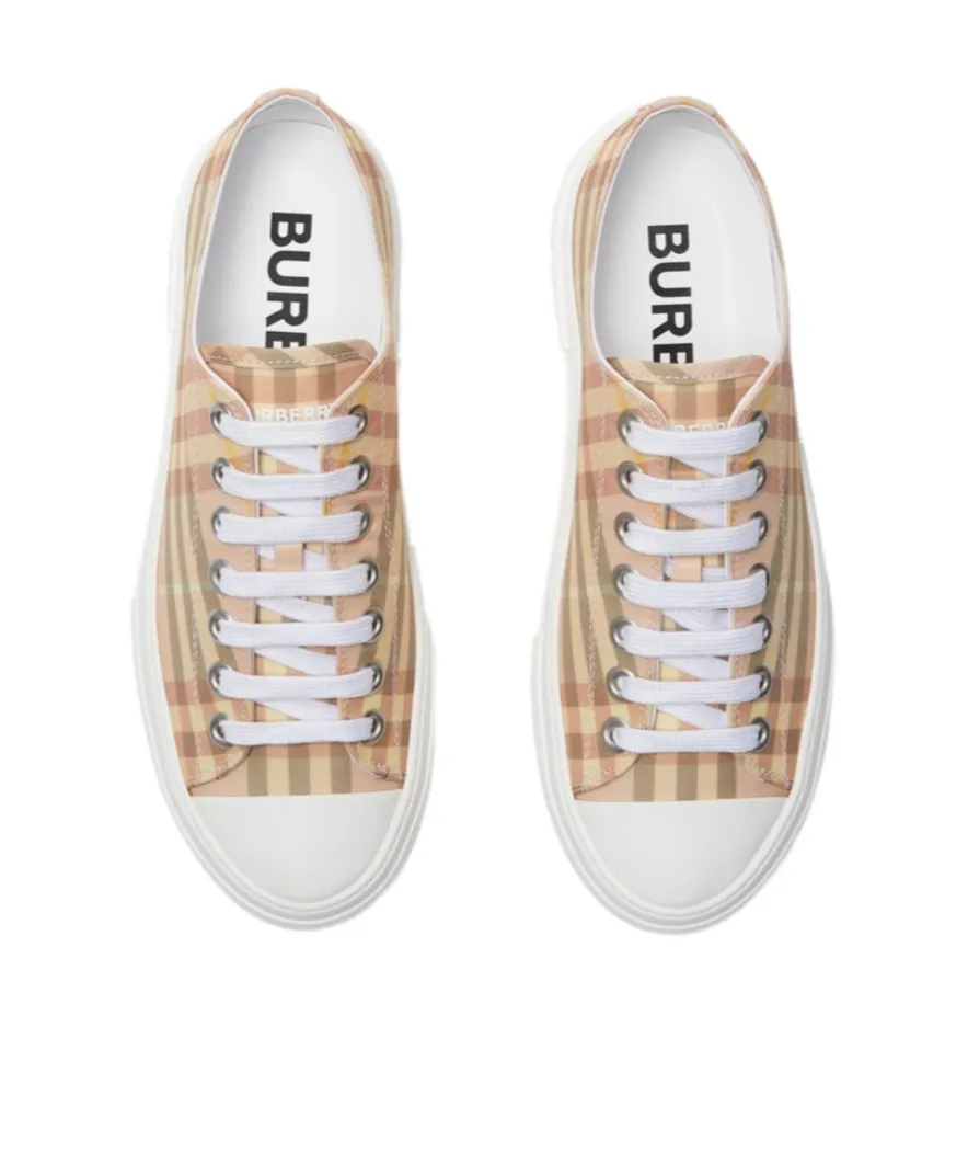 Checked Lace-Up Sneakers