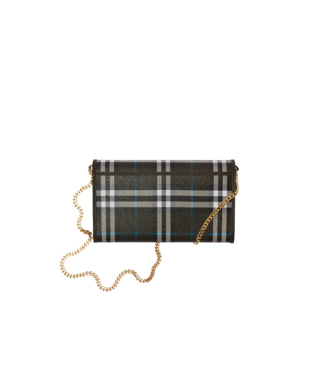 Checked Chain Strap Wallet