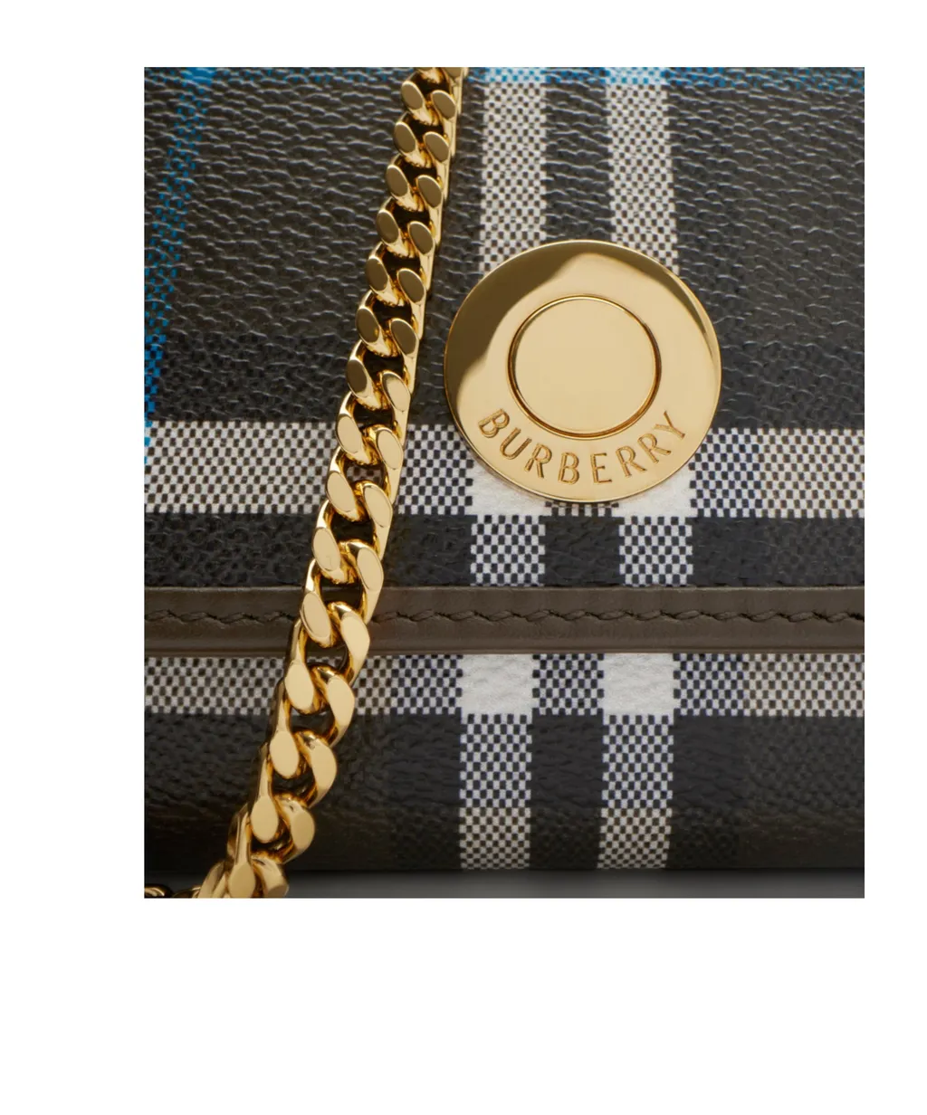 Checked Chain Strap Wallet