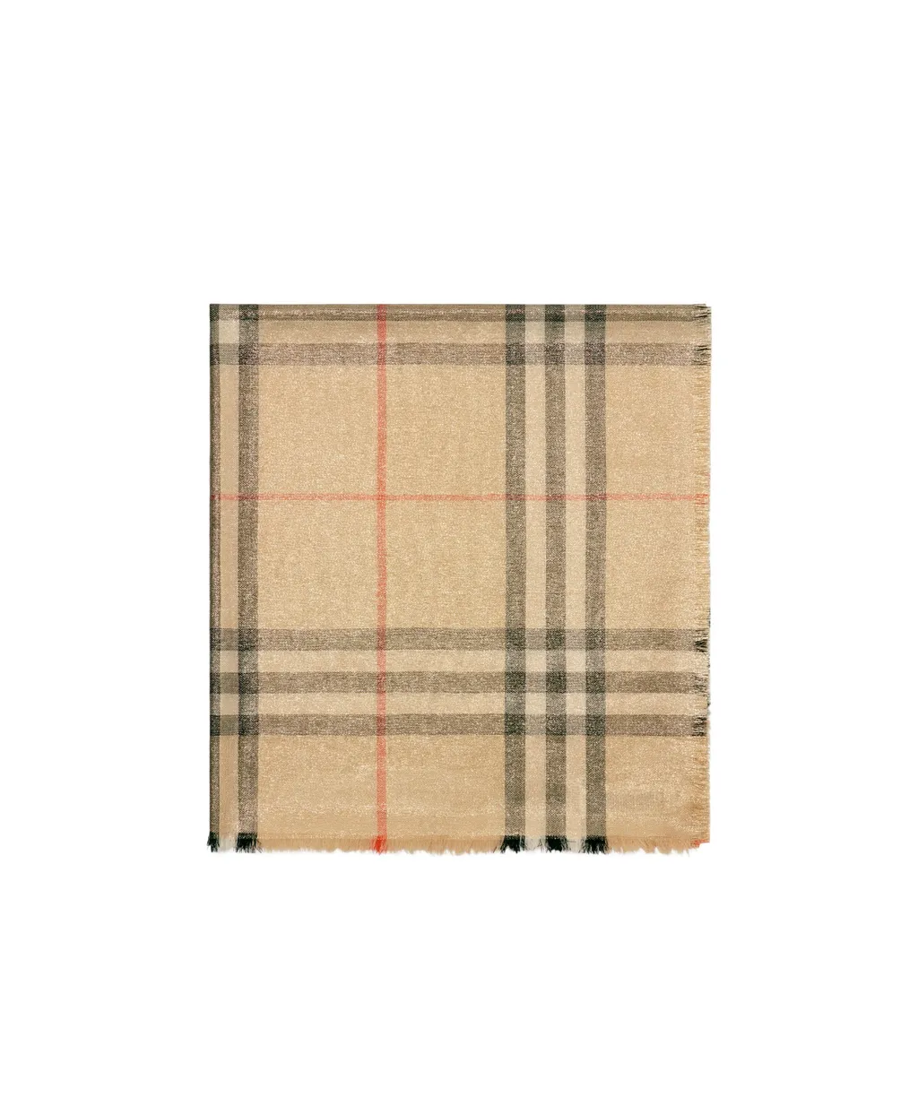Checked Frayed-Edge Scarf