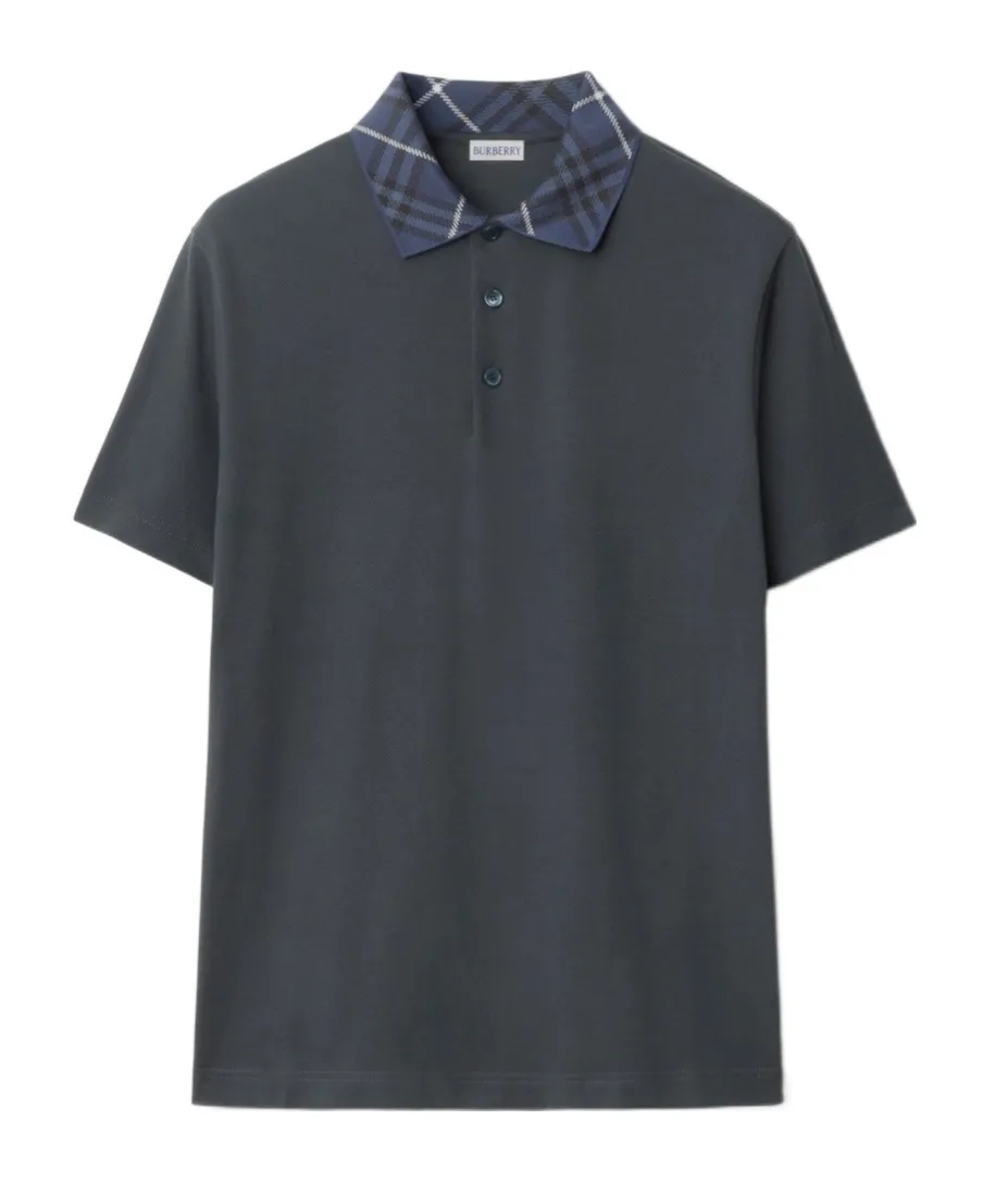 Check Printed Short Sleeved Polo Shirt