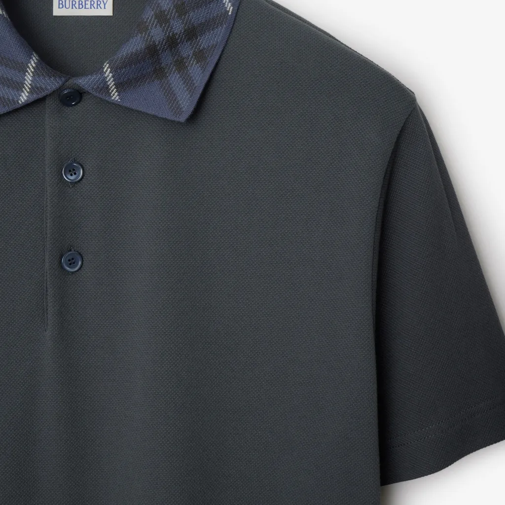 Check Printed Short Sleeved Polo Shirt