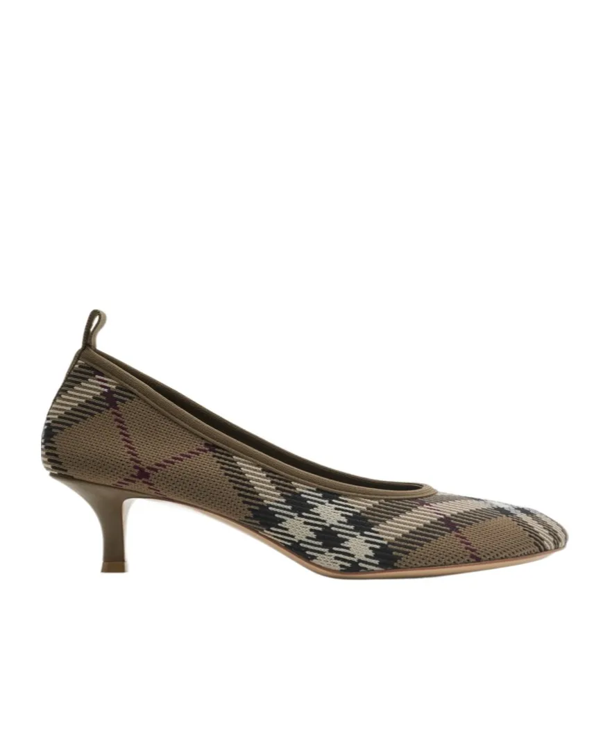 Checked Square-Toe Pumps