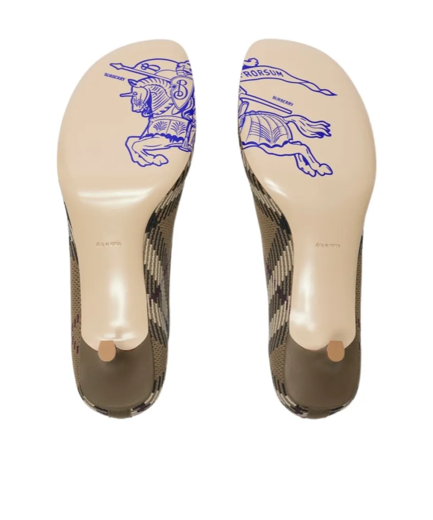 Checked Square-Toe Pumps