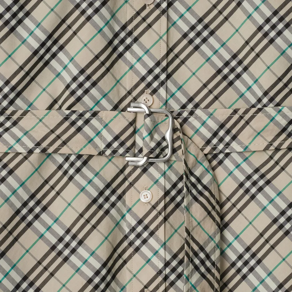 Checkered Short-Sleeve Shirt Dress
