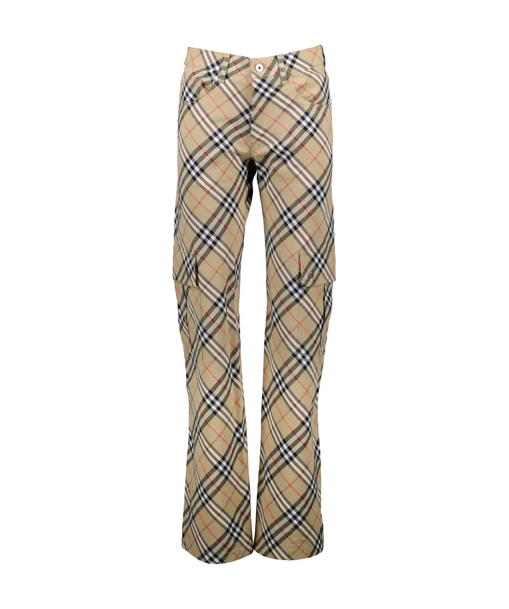 Straight-Leg Checked Cargo Pants