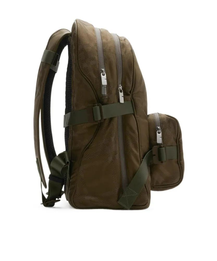 Checked Jacquard Zipped Backpack