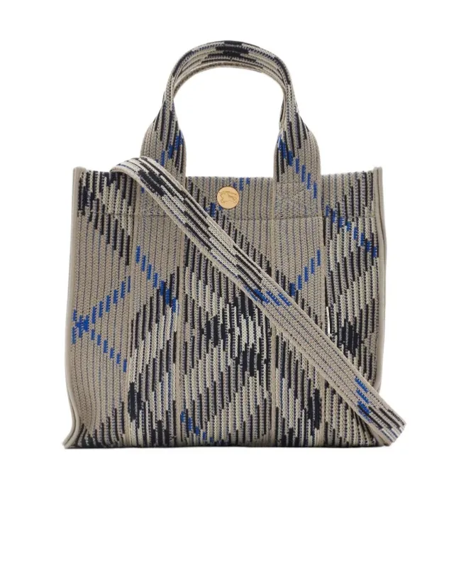 Mini Checked Knitted Top Handle Bag