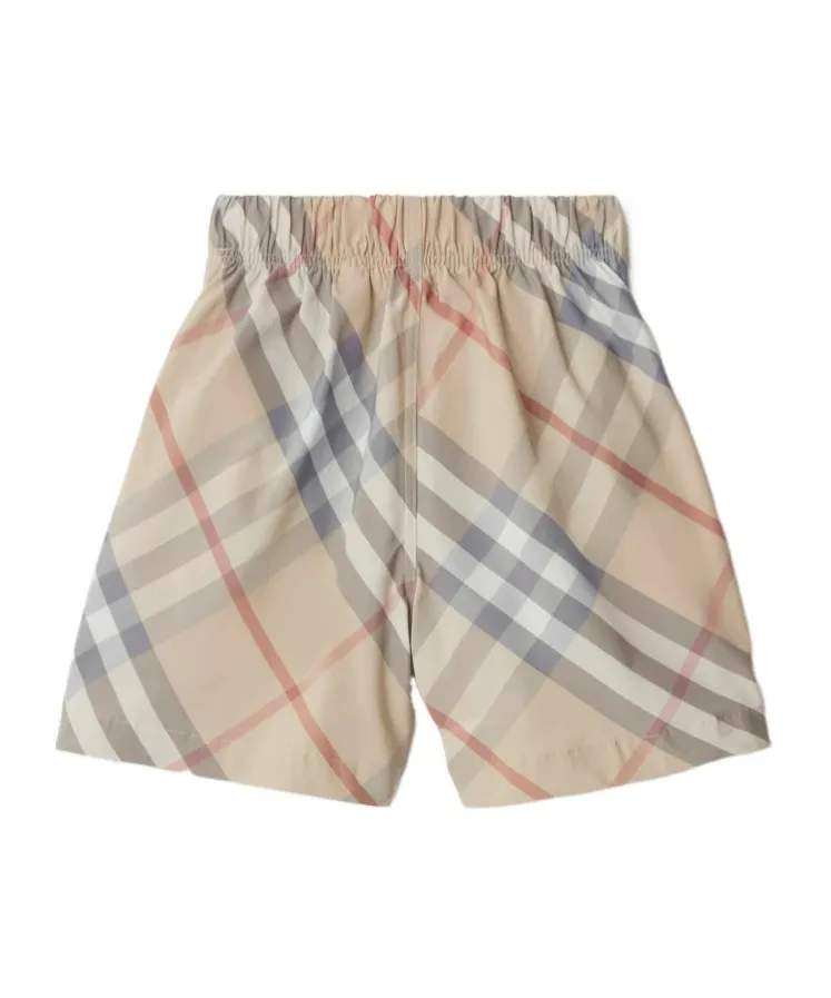 Mid-Rise Check-Printed Deck Shorts
