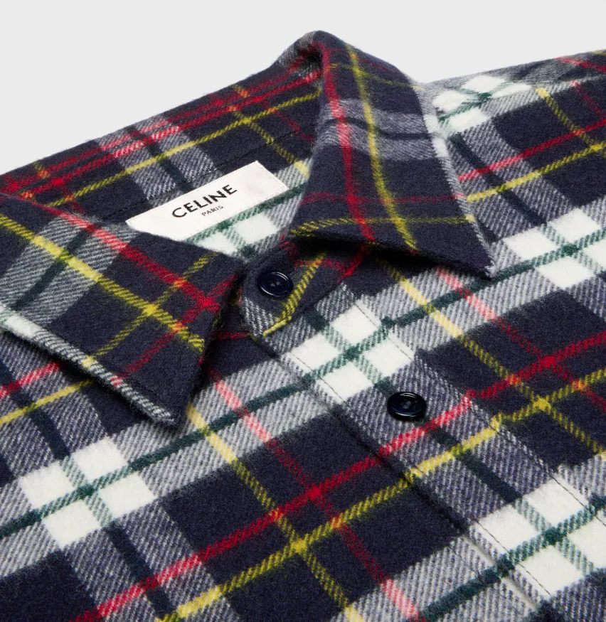 Relaxed Shirt In Brushed Checked Wool