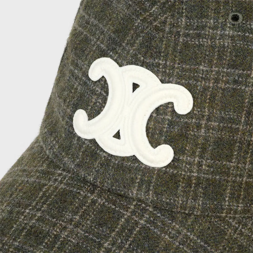 Triomphe Baseball Cap In Checked Wool Felt