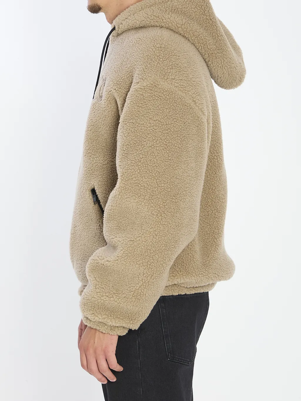 Hooded Jacket In Wool And Cotton Fleece