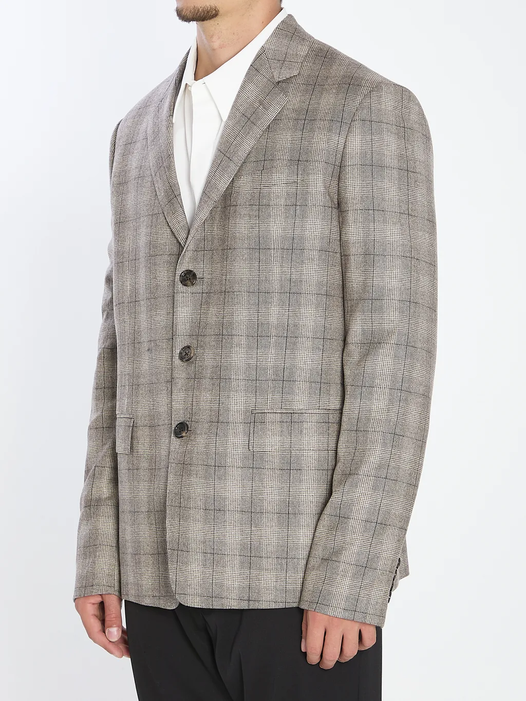 Tailored Jacket In Prince Of Wales Wool Flannel