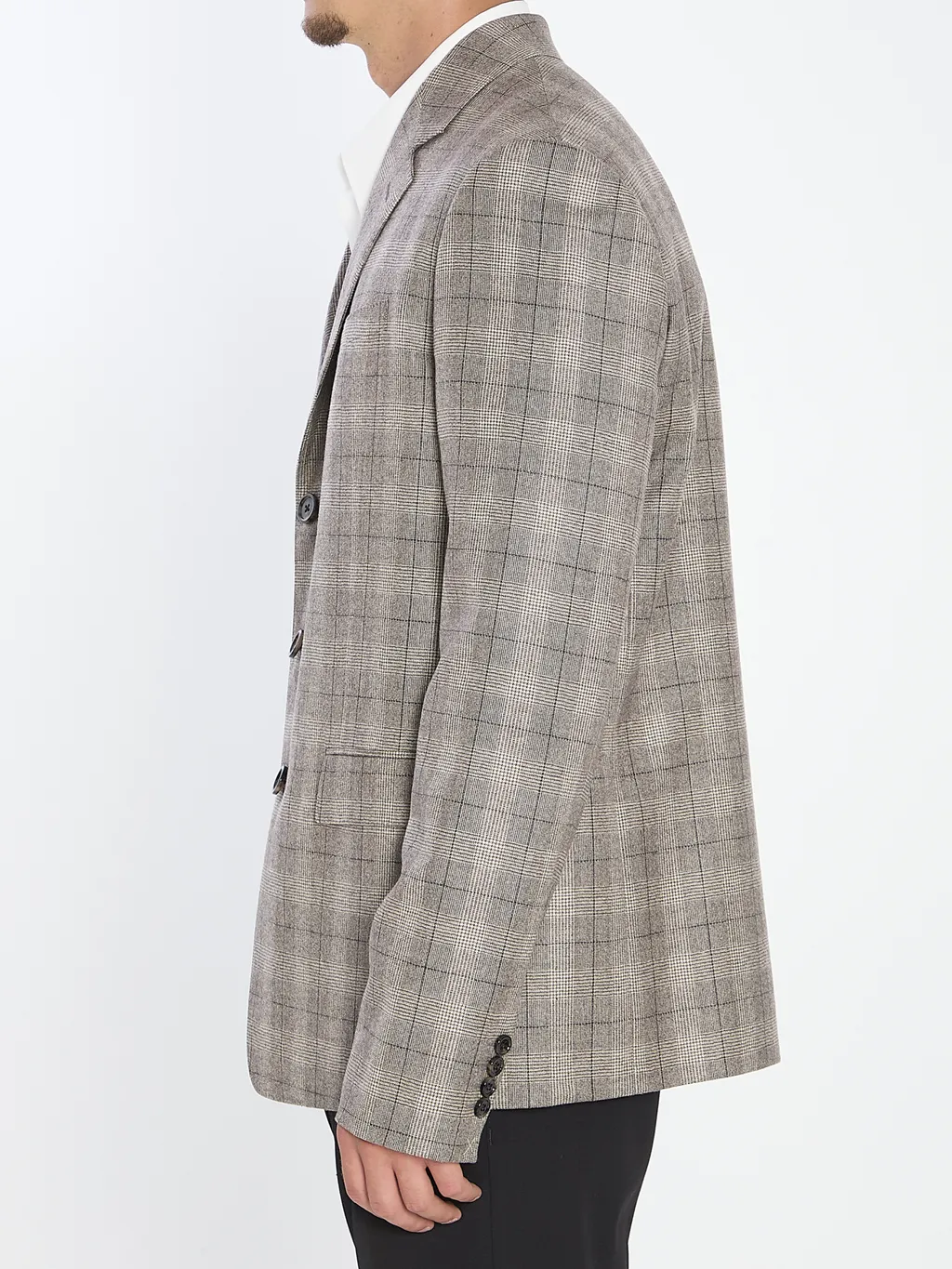 Tailored Jacket In Prince Of Wales Wool Flannel
