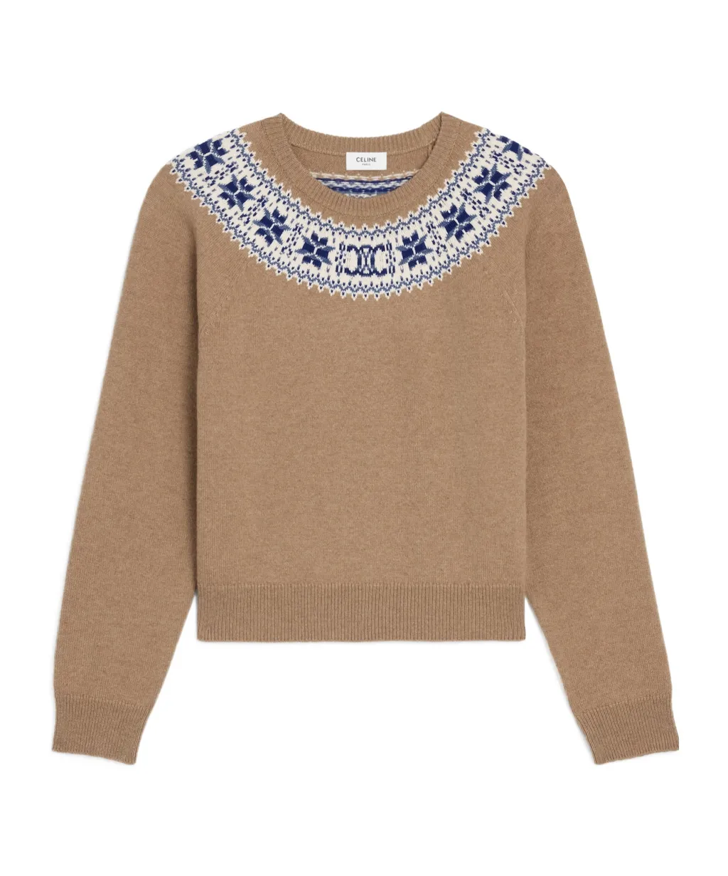 Crew Neck Sweater In Fair Isle Cashmere