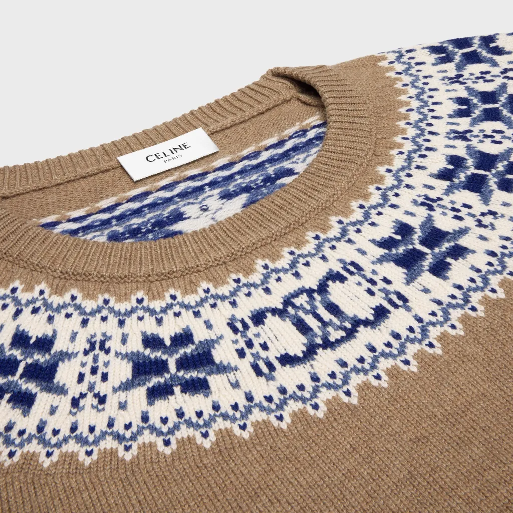 Crew Neck Sweater In Fair Isle Cashmere