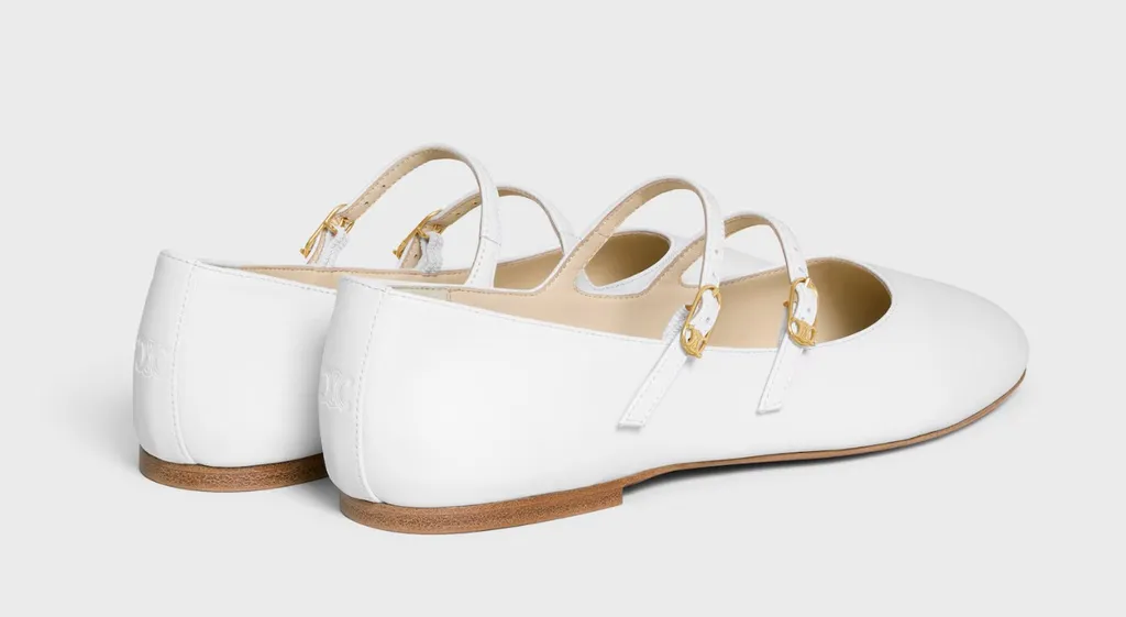 Celine Double Strap Ballerinas In Lambskin