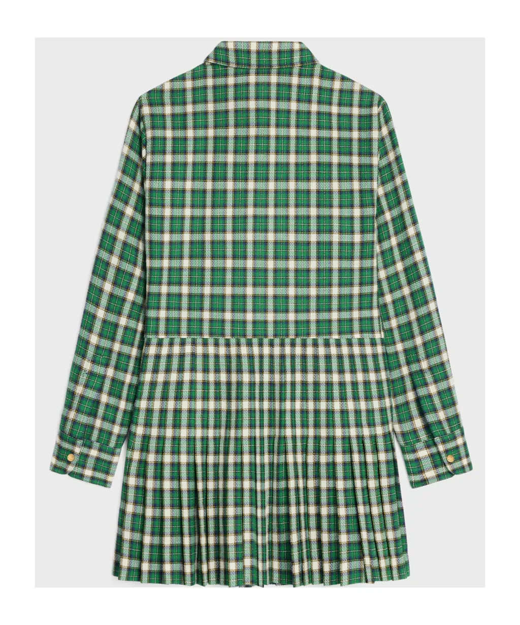 Mini Shirt Dress In Check Wool Natté