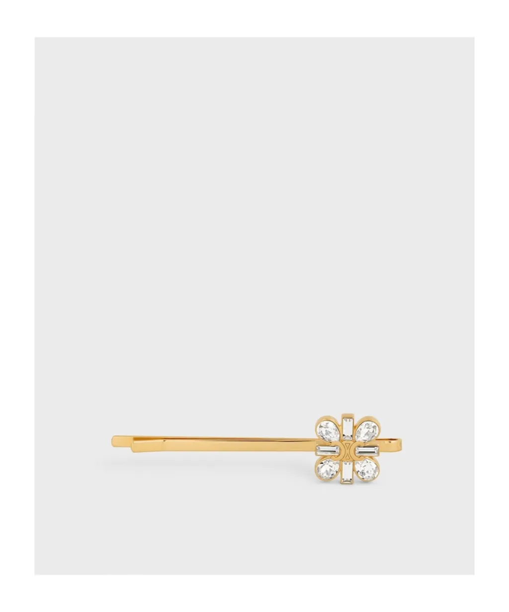 Daisy Hair Slide In Strass And Brass With Gold Finish