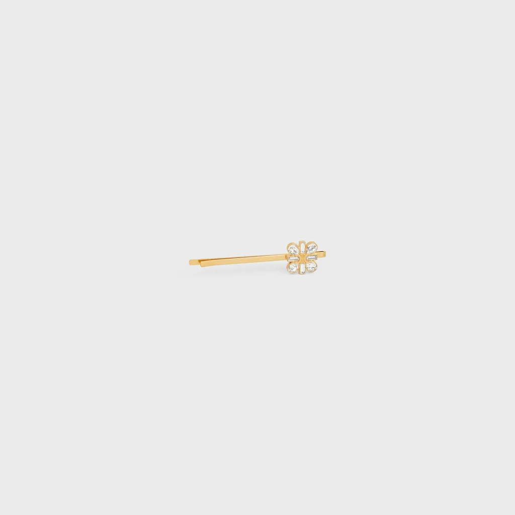 Daisy Hair Slide In Strass And Brass With Gold Finish