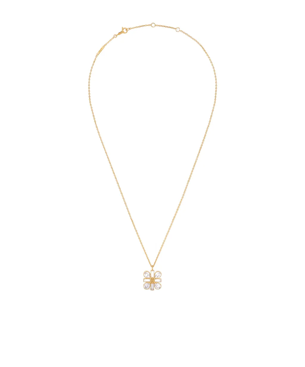 Daisy Necklace In Strass And Brass With Gold Finish