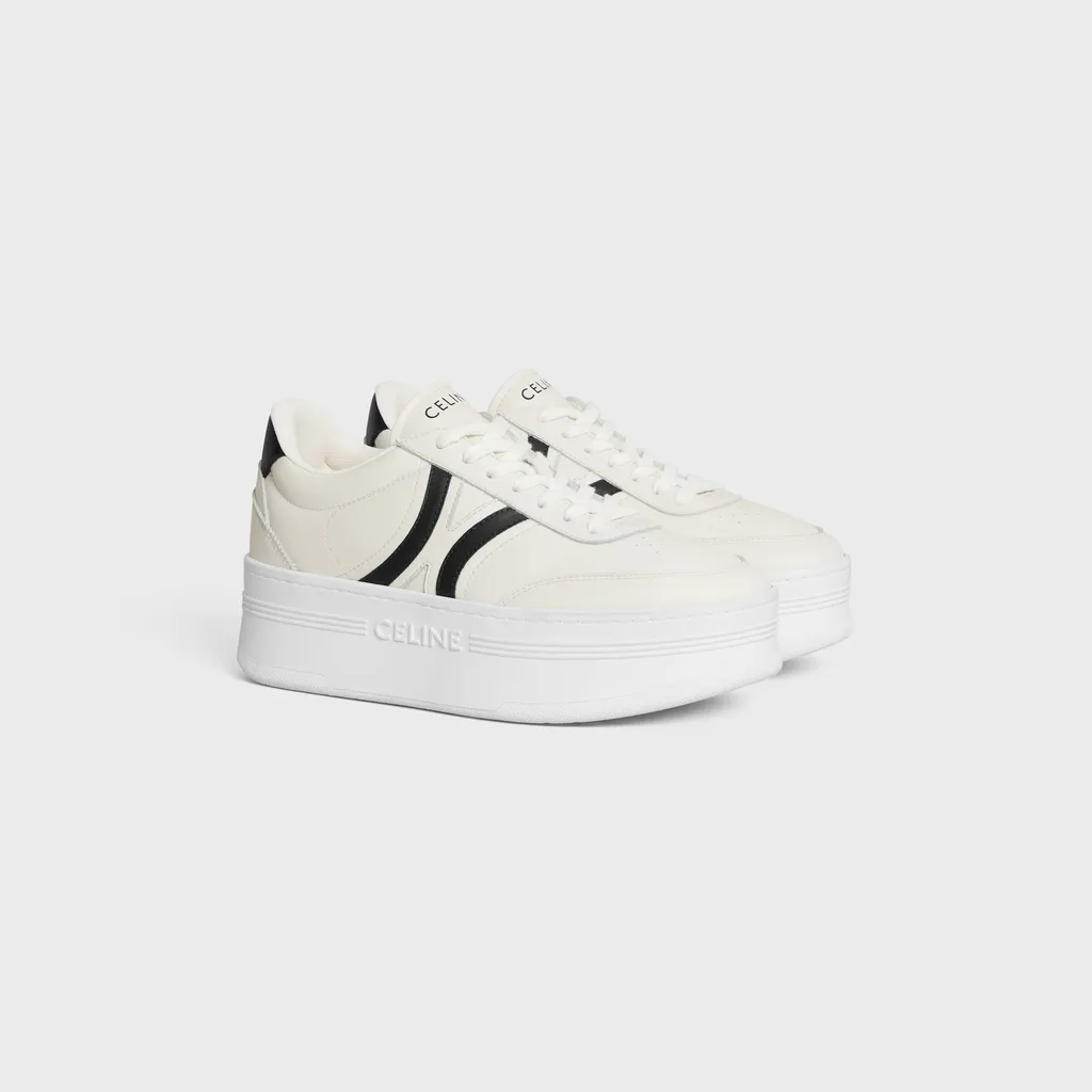 Block Sneakers With Back Triomphe And Wedge Outsole In Calfskin