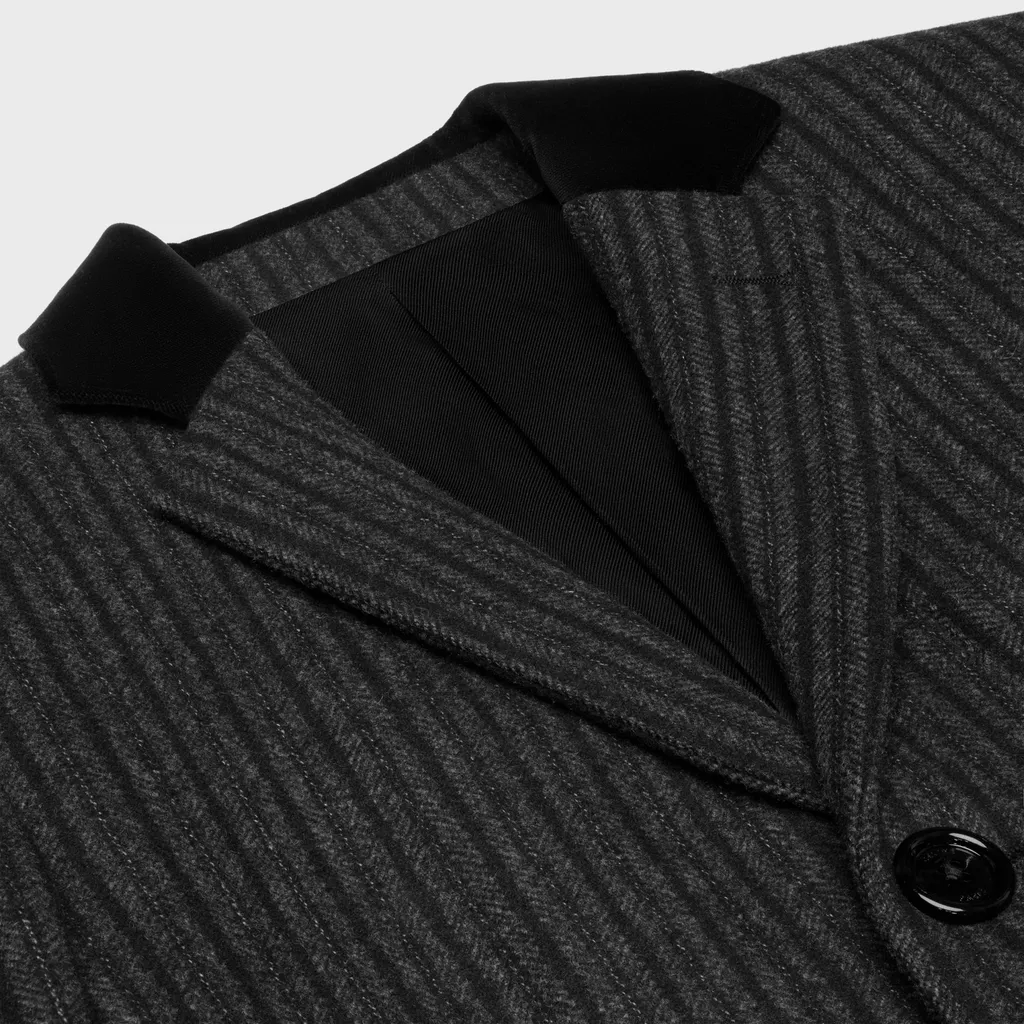 Chesterfield Coat In Striped Wool