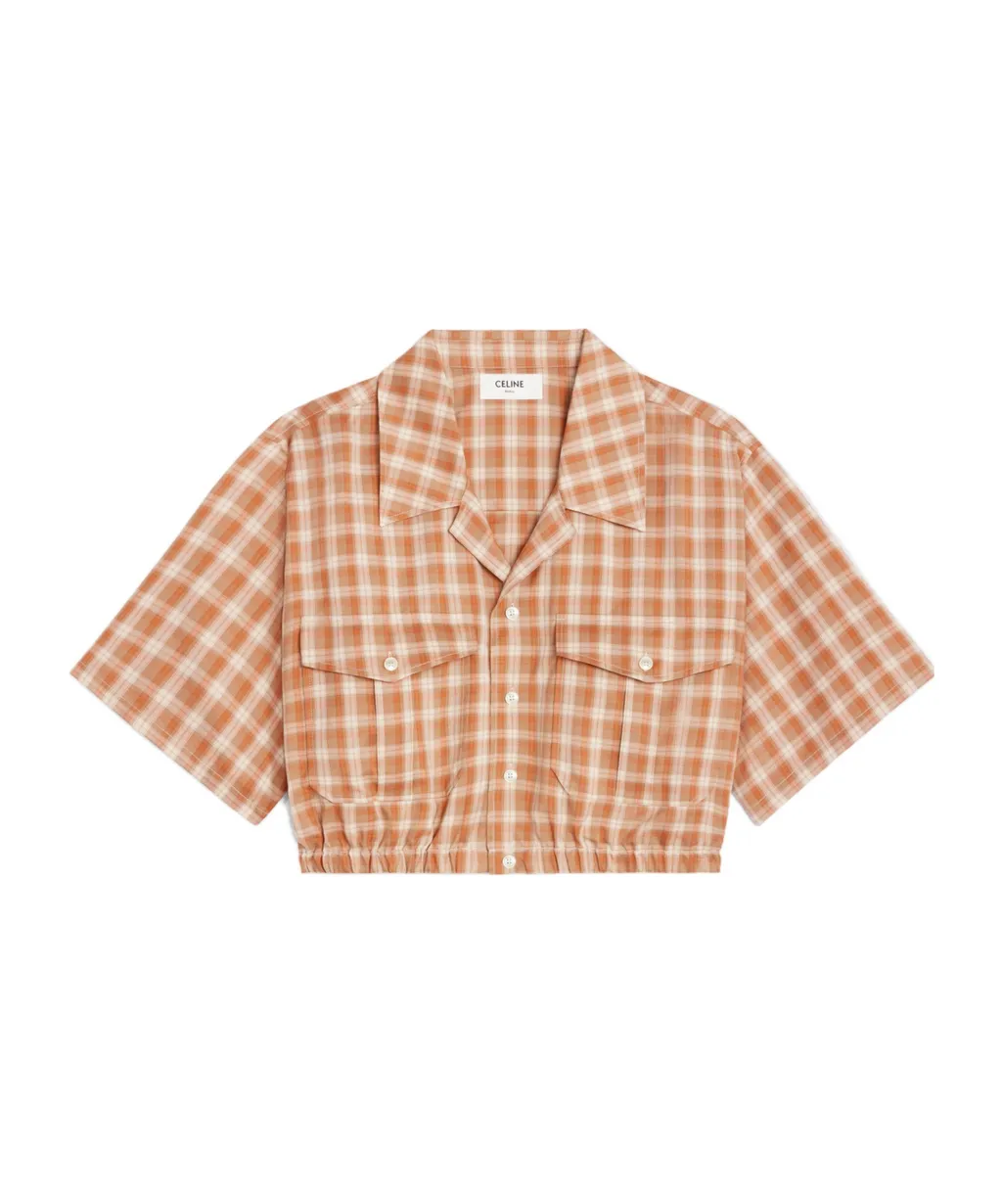 Cropped Shirt In Checked Silk
