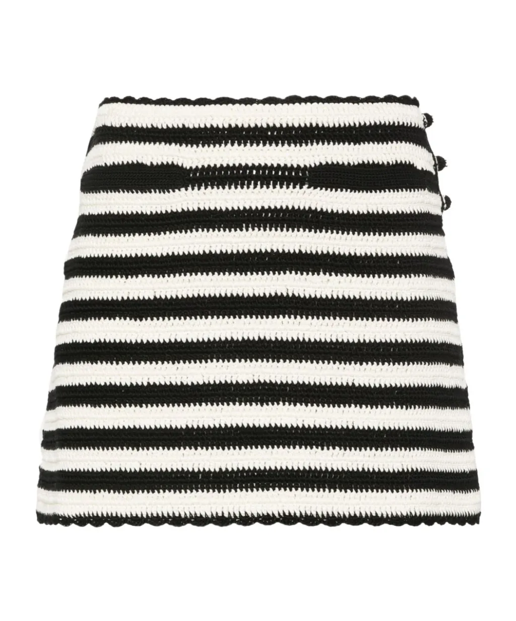 Striped Mini Skirt In Crocheted Cotton