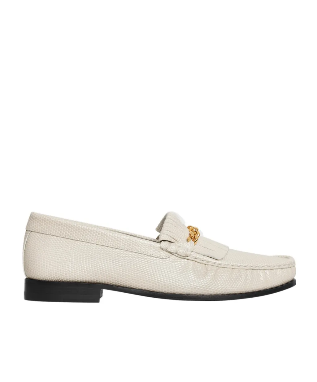Luco Loafer With Fringes In Lizard Stamped Calfskin