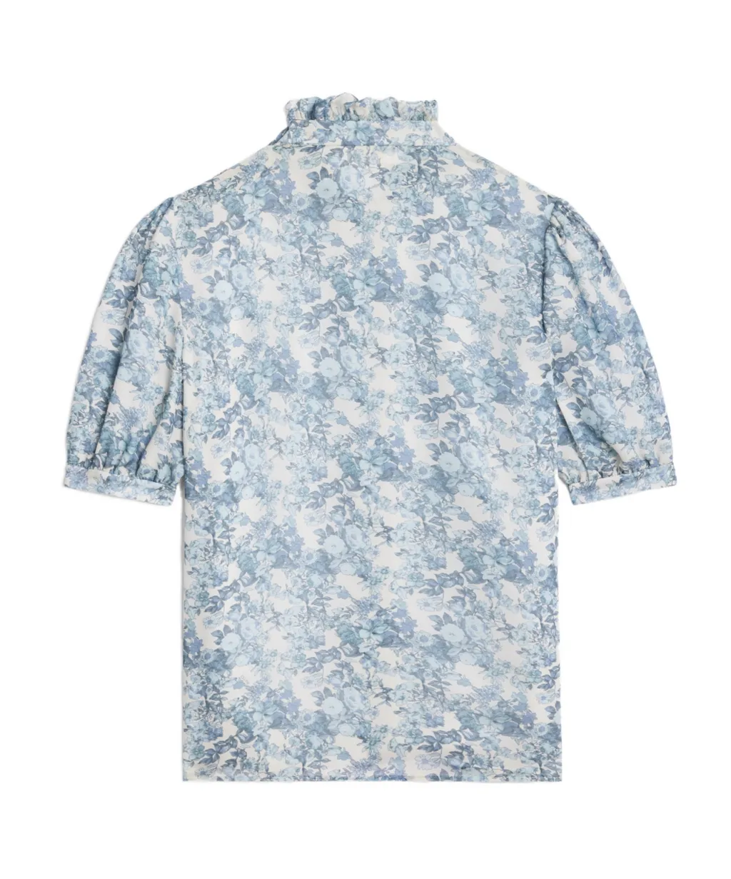 Blouse With Frilled Collar In Silk Georgette