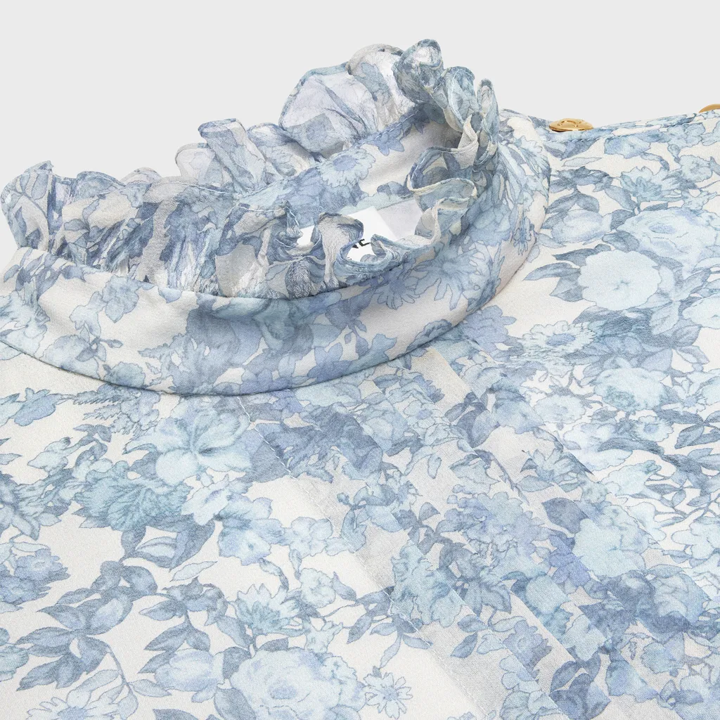 Blouse With Frilled Collar In Silk Georgette