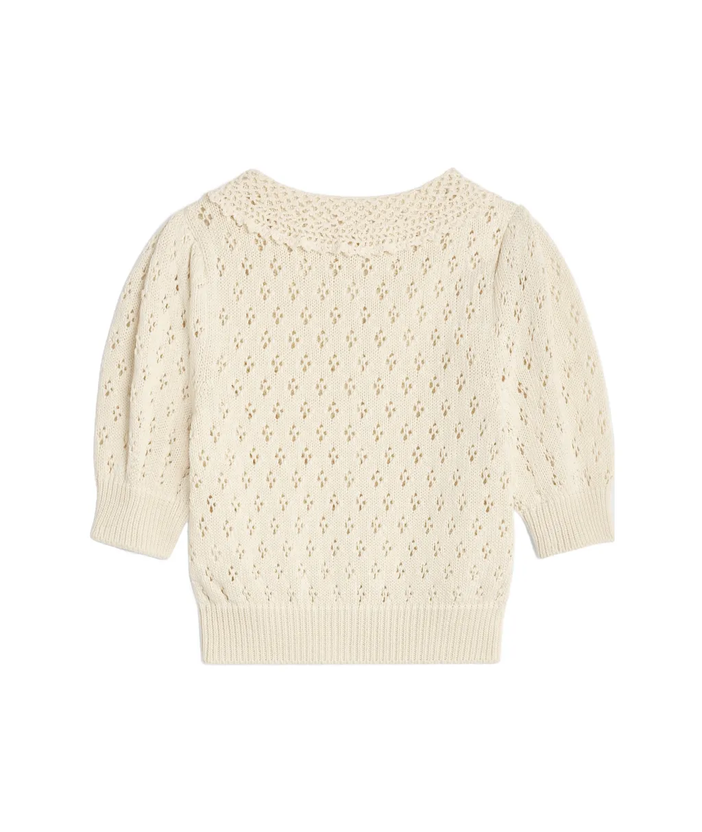 Cropped Cardigan In Pointelle Cotton