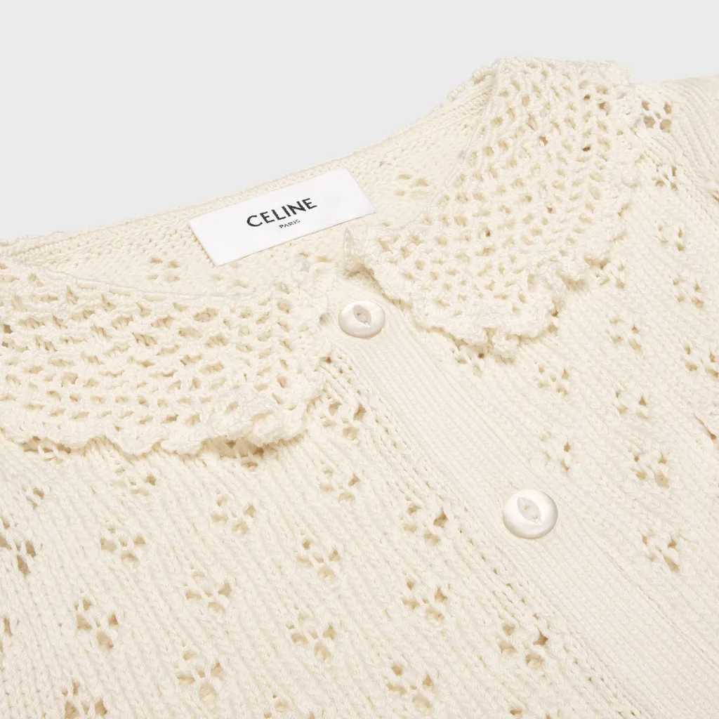Cropped Cardigan In Pointelle Cotton