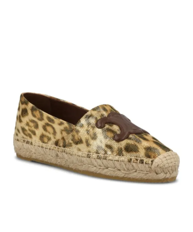 Leopard-Print Laminated Linen Soles