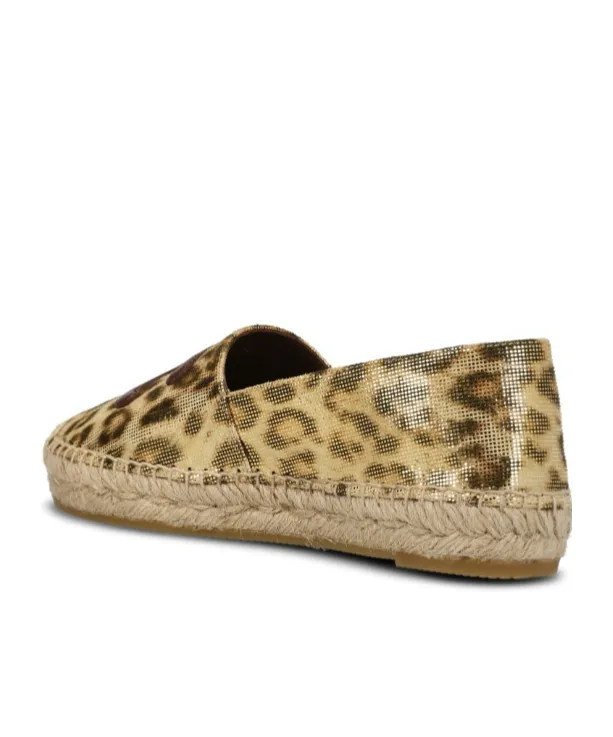 Leopard-Print Laminated Linen Soles