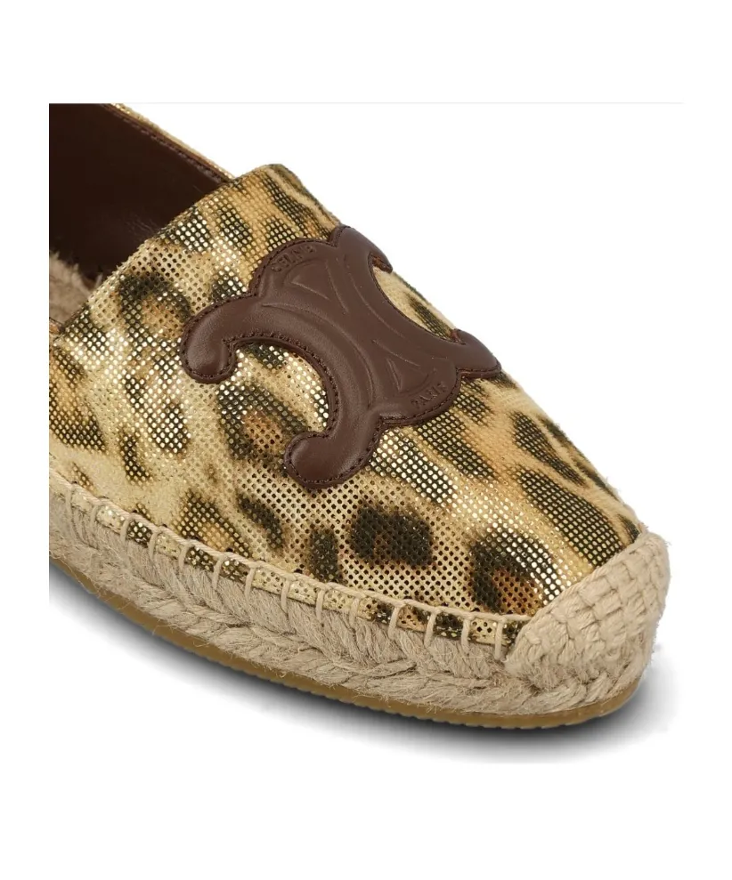 Leopard-Print Laminated Linen Soles