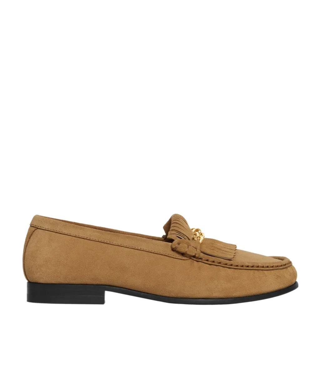 Luco Loafer With Fringes In Suede Calfskin