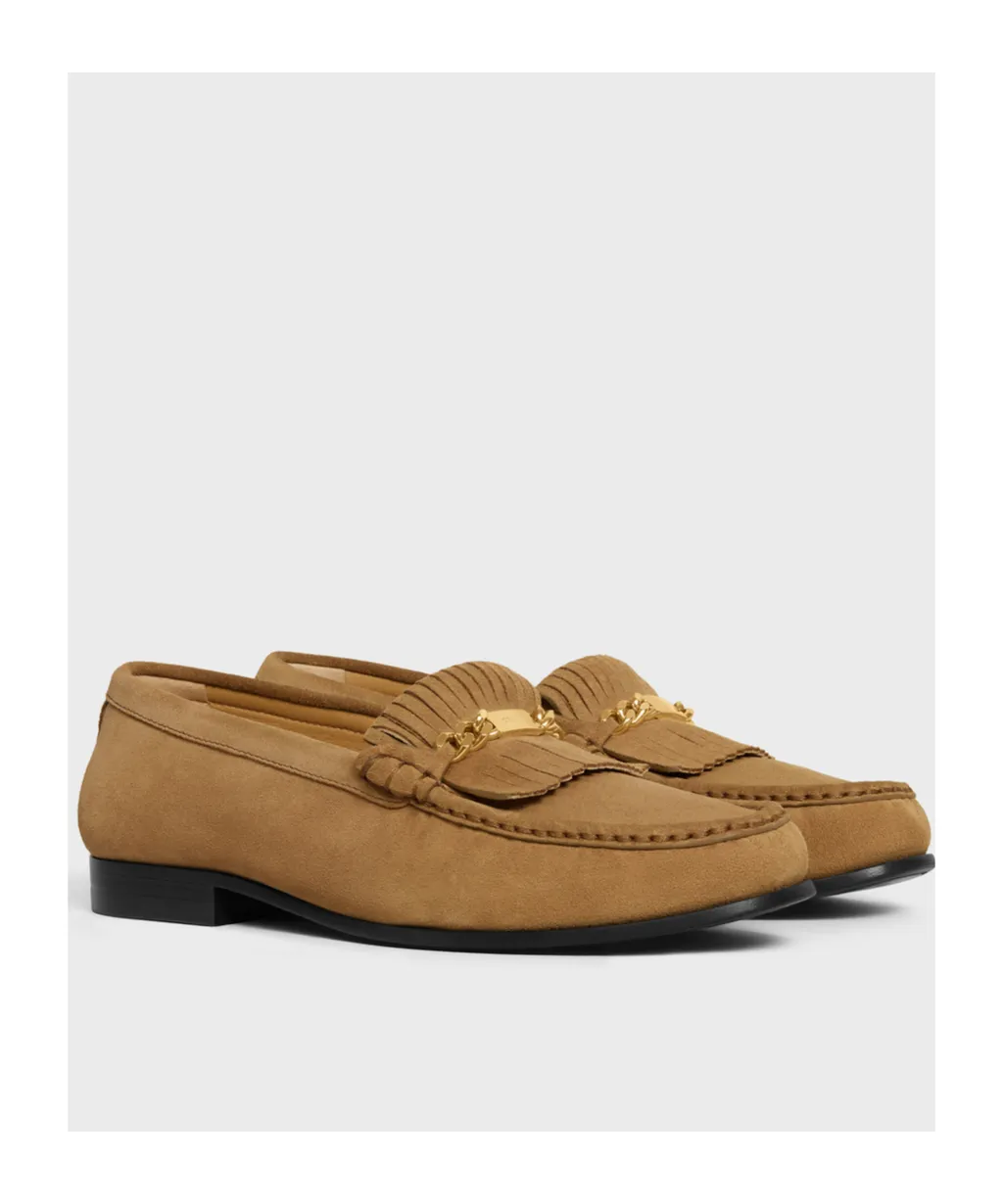 Luco Loafer With Fringes In Suede Calfskin