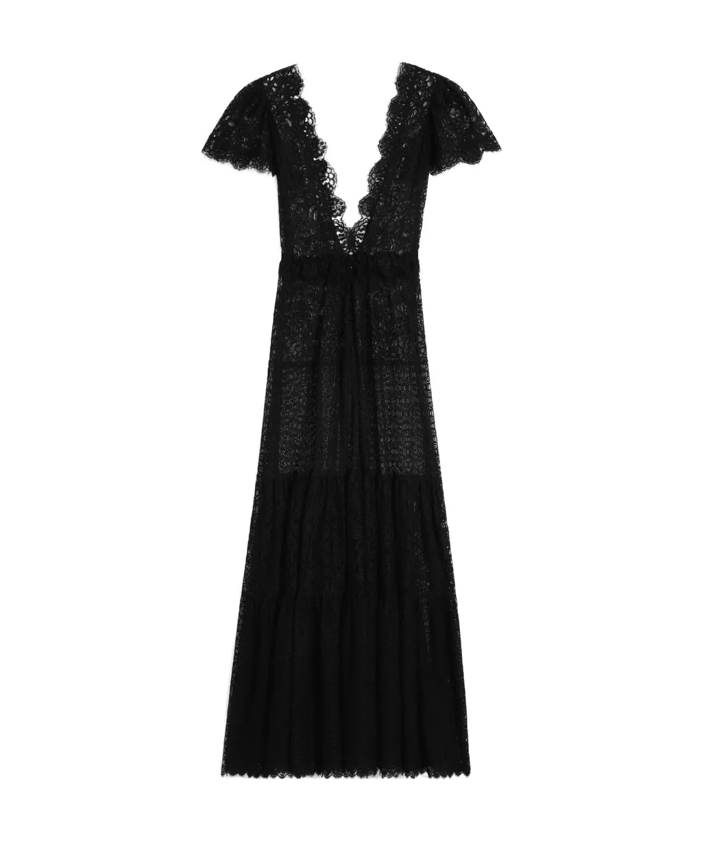 Long Triomphe Dress In Cotton Lace