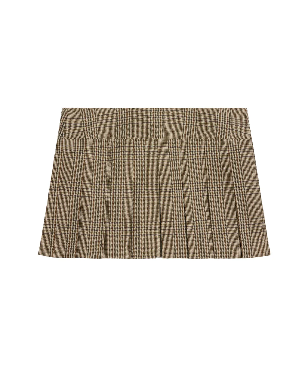 Pleated Bandeau Mini Skirt In Linen And Wool