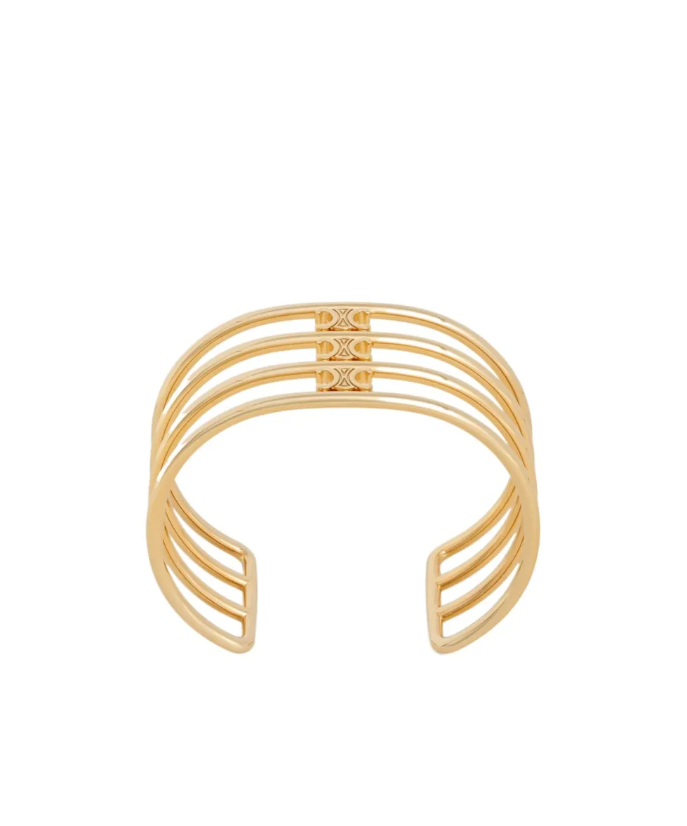 Triomphe Cage Cuff In Brass With Gold Finish