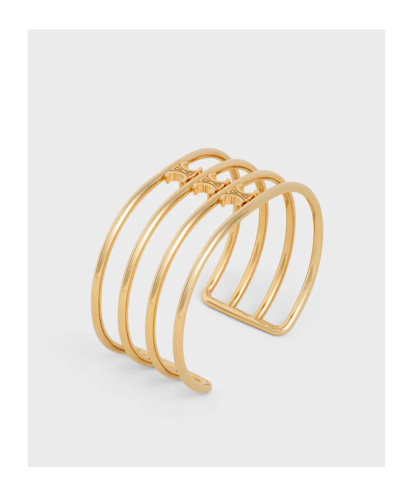 Triomphe Cage Cuff In Brass With Gold Finish