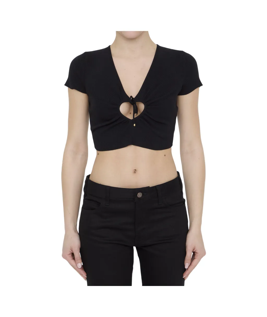 Heart Crop Top In Underpinning Silk And Cotton