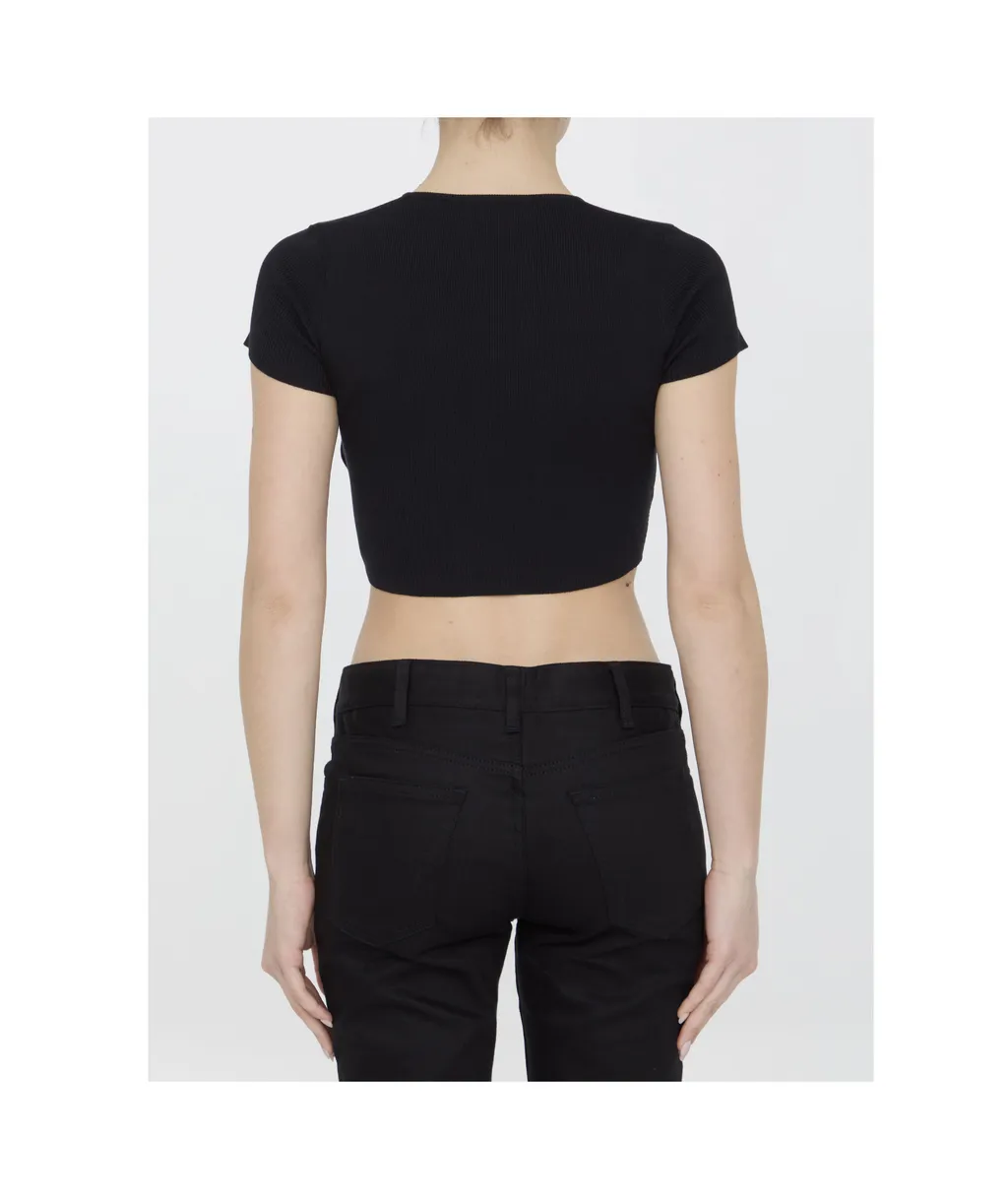 Heart Crop Top In Underpinning Silk And Cotton