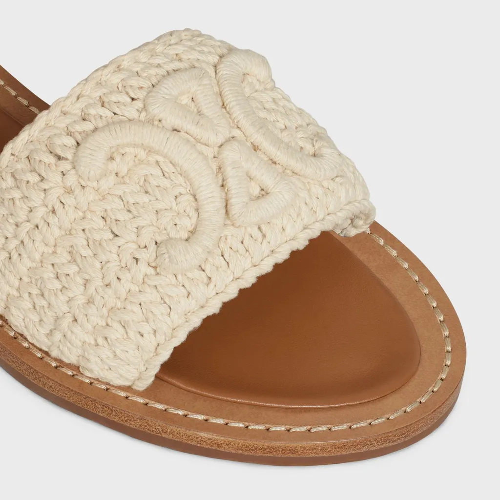Olympia Sandal In Triomphe Macramé Cotton & Calfskin