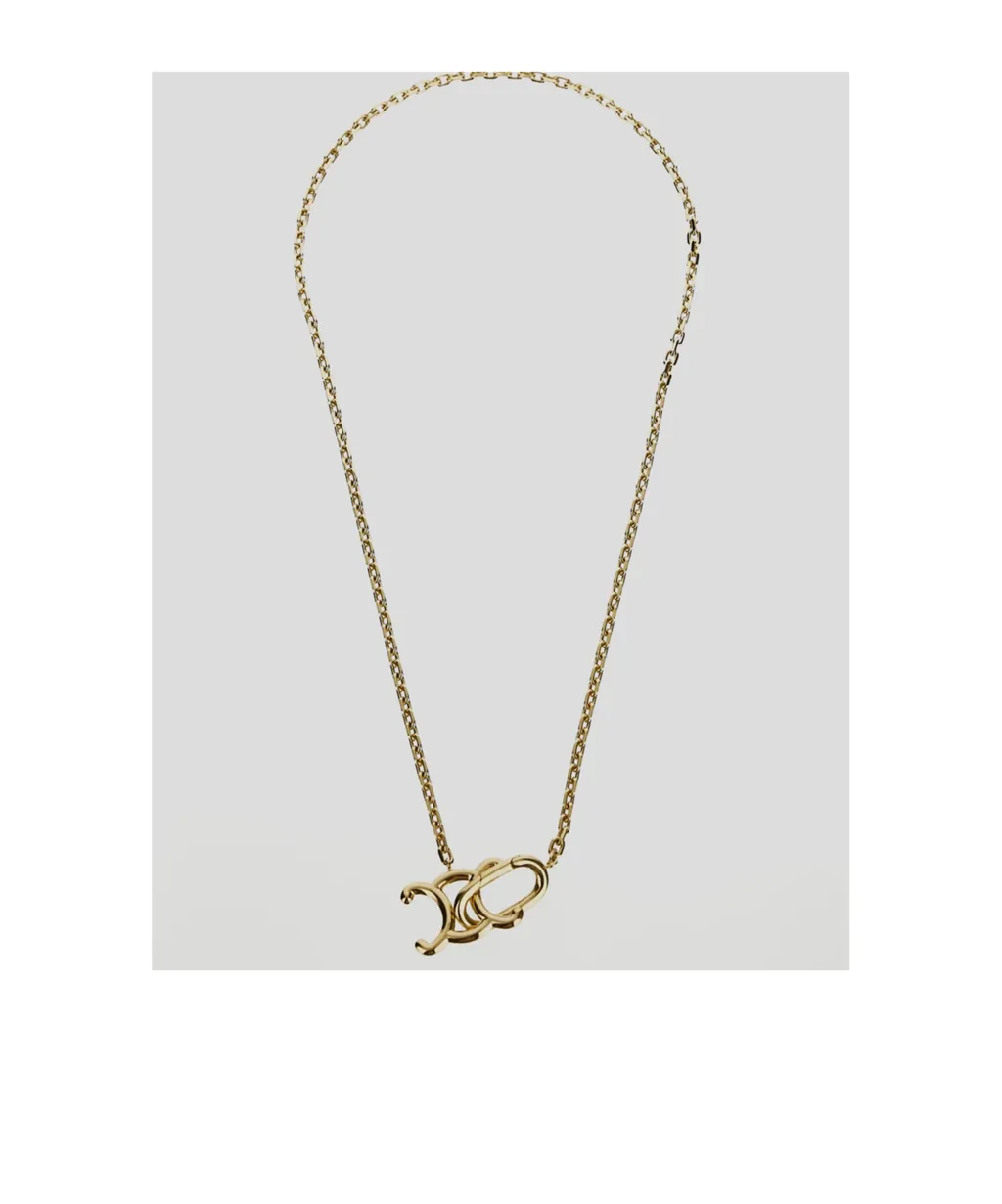 Triomphe Lock Necklace In Brass With Gold Finish