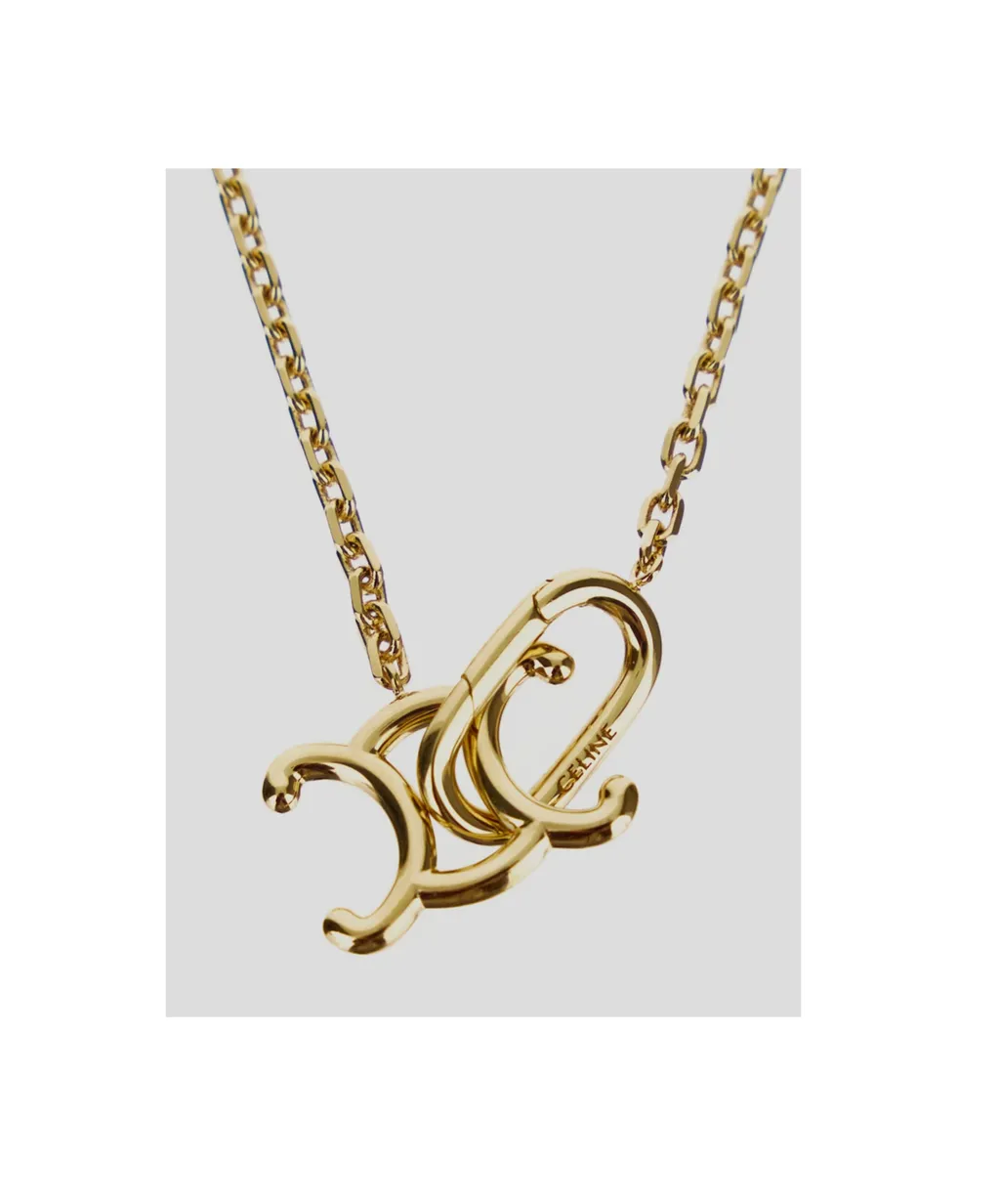 Triomphe Lock Necklace In Brass With Gold Finish