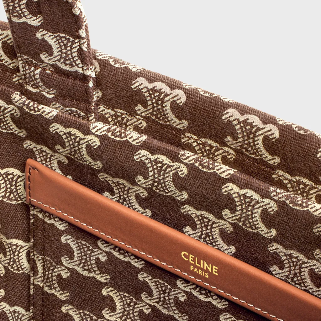 Small Cabas Thais In Textile With Triomphe Canvas Print And Calfskin