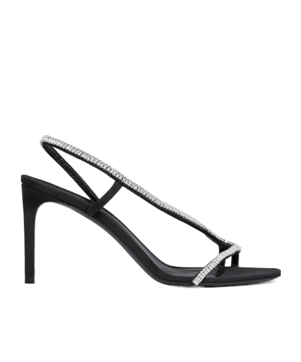 Soir Cross-Over Sandal In Gros Grain With Strass